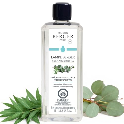 MAISON BERGER - New Fresh Eucalyptus - Lampe Berger Fragrance Refill for Home Fragrance Oil Diffuser - Air Freshener - 33.8 Fluid Ounces - 1 Liter