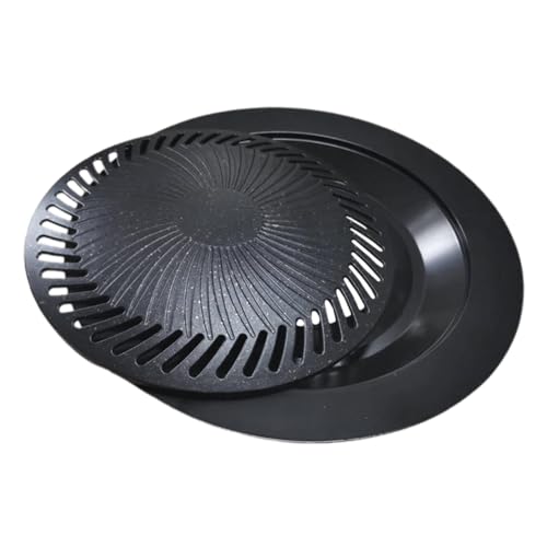 ifundom Bbq Grill Pan Round Aluminum Cooking Tray for Outdoor Barbecue Camping Grilling Non Slip Slot Design Compact Versatile Grilling for Delicious Food Enjoyment