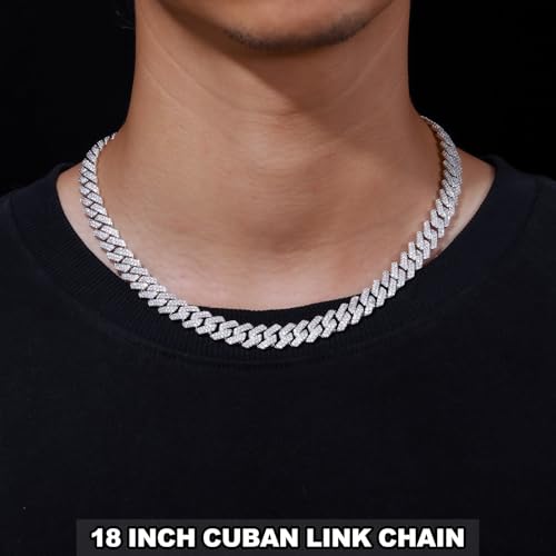 Image of Ucciyo 20MM Cuban Link Chain for Men Iced Out Miami Cuban Necklace 18k Gold Plated 5A+ Zicron 10MM /12MM /14MM /20MM Iced Out Chain Gold /Silver Bling Luxury Hip Hop Jewelry For Women Men