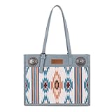 Wrangler Aztec Printed Shoulder Bag without Zipper Southwestern Canvas Top Handle Handbags for Women Hobo Bag WG198-8121JN