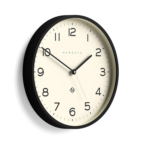 NEWGATE® Number Three Echo wall Clock | Modern Round Clock | 37cm | Black | Easy to Read Numbers | Ideal for Kitchen, Living Room or Office