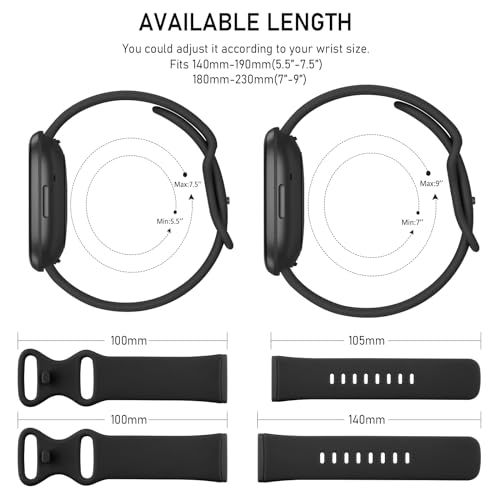 AK Straps for Fitbit Sense 2/Sense/Versa 4/Versa 3 - Silicone Sport Classic Soft Replacement Band for Women Men (Pack F,S)