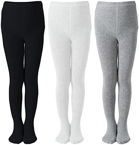 Lot De 2 Paires Collants Unis Coton Épais Chaud Hiver – Super Doux Pour Filles – Uniforme École, Quotidien – Noir, Gris, Marine, Blanc