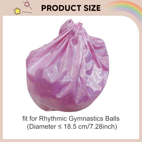 Colaxi Rhythmic Gymnastic Ball Storage Bag Protection Cover, Lightweight, Nylon, Sports Supplies with Drawstring for Gymnasts, Pink — view 3