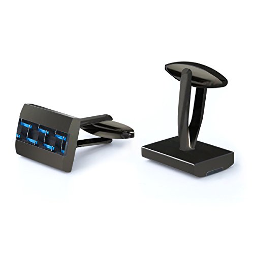 Mr.van Men's Carbon Fiber Cufflinks Set Handcrafted Rhodium Plated Cuff Links For Business Wedding #TOP4