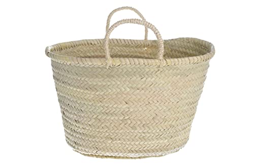 HERSIG - Capazo de palma con asa corta | Bolso de palma con base oval (50x20x28/37)