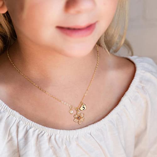 IEFLIFE Flower Girl Gifts - 14K Gold Plated Heart Initial Necklace Wedding Gift for Girls2