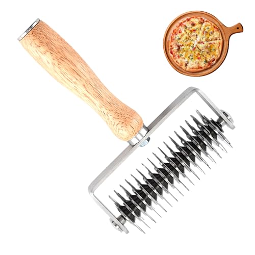 1 cuchillo de acero inoxidable, cuchillo de rejilla para masa, herramientas de cocina, cuchillo de pizza, cuchillo de repostería con mango de madera, cortador de masa