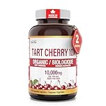 Herba Organic Tart Cherry Capsules – 10,000mg Per Day | 120 Capsules | 10:1 Cherry Pills Extract | Montmorency Tart Cherry Supplement for Antioxidants | 60 Day Supply | Made in Canada