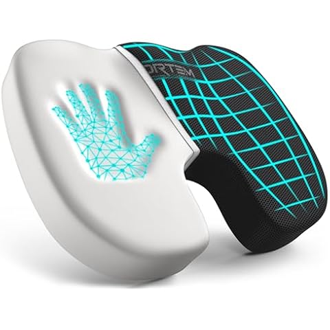 FORTEM Office Chair Cushion, Memory Foam Seat Cushion, Non Slip Sitting Pillow for Gaming, Car Seat Cushion, Computer Chair Pad, Washable Cover Cover