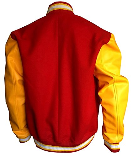MJ Thriller Jacket - M Logo Red & Yellow Varsity Baseball Bomber Letterman Jacket4