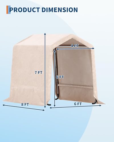 Image of 6X8 ft Heavy-Duty Portable Outdoor Storage Shed