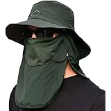 [LeafIn] フィッシングハット サファリハット つば広 ガーデニング 帽子 シェードハット メンズ メッシュ UVカット 日焼け防止 3way 折りたたみ 釣り 登山 アウトドア スポーツ 9073(グリーン)