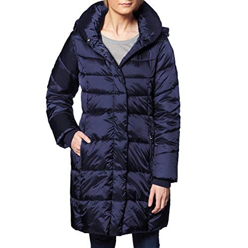 Steve Madden Women's Slimming Water Resistant Quilted Puffer Coat Navy Size M
