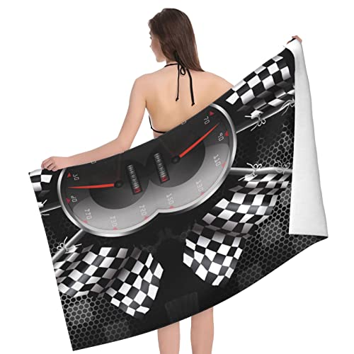 Checkered Flag Racing Adult Beach Towels Ultrafine Fiber Beach Towel Lightweight, Quick Dried, Super Absorbent Travel, Sports, Camping, Yoga, Soft, Quick Dried Swimming Towels 32 Inches X 52 Inches #TOP6