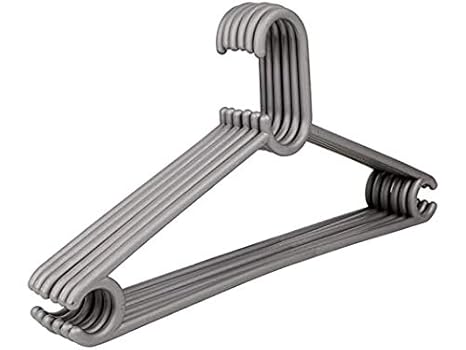 AMENSHREE Plastic Hanger Grey for Hanging Saree, Kurta, Pants. Export Quality Virgin Plastic Pack of 12 (Grey 12)