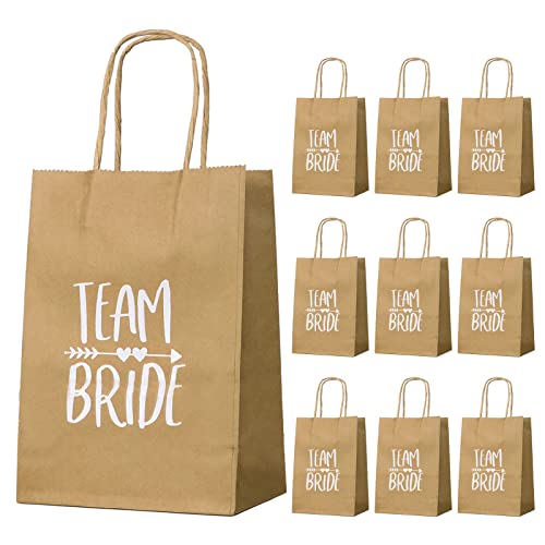 10pcs Hen Party Bags Team Bride Bags with Handle Hen Do Bags for Goodie Favour Rustic Vintage Brown 15X8X21cm