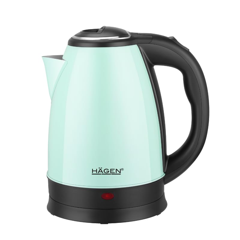 Hagen, Bouilloire Electrique Compacte Inox, Design Elegant, Base 360°, Capacité 1,8L, Puissance 1500W, Base 360 °, Filtre amovible et lavable, HA5525- Vert