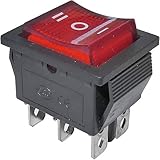 CABLEPELADO - Interruptor basculante ON/OFF/ON, DPDT 6 pines | Interruptor 6 terminales | 16A 250VAC | 20A 125VAC | Luz Roja