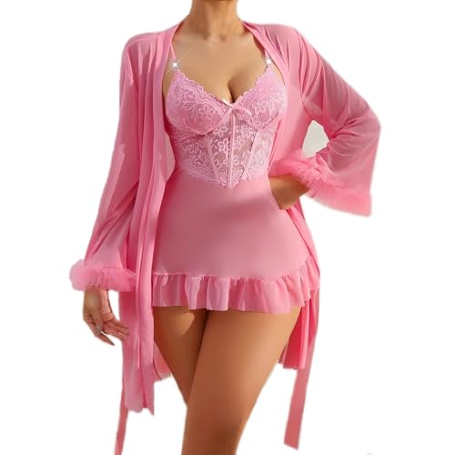 AEKAN Women Sexy Lingerie Set 3 Piece Babydoll Nightwear