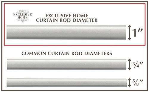 Exclusive Home Ogee 1" Curtain Rod And Coordinating Finial Set, Matte Silver, Adjustable 36"-72" #TOP3
