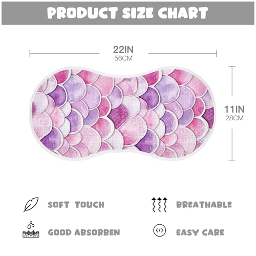 xigua Watercolor Mermaid Scales Baby Burp Cloths for Newborn Boys and Girls 2 Pack, Soft & Absorbent Cotton Baby Burp Cloth, Baby Washcloths, Newborn Towel, Burp Rags4