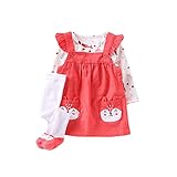Baby Girls Skirt Set Floral Top + Suspender Skirt + Color Matching Socks 3pcs Fall Winter Outfits...
