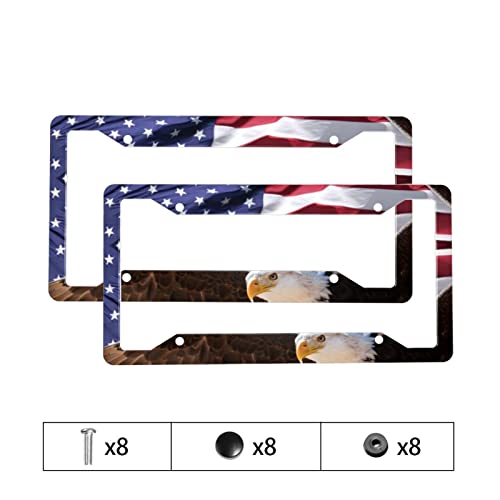 Eagle American Flag License Plate Frames, 2 Pack July 4Th Independence Day License Plate Covers Decorative Car Tag Frame Holder Car Accessories For Girl Women Men Vehicles #TOP1