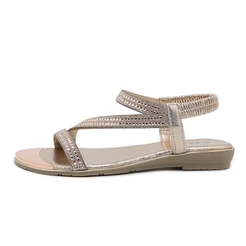 Meeshine Women's Rhinestone Flat Sandals Open Toe Comfortable Dressy Summer Ankle Casual Wedding Party Beach Sandals2
