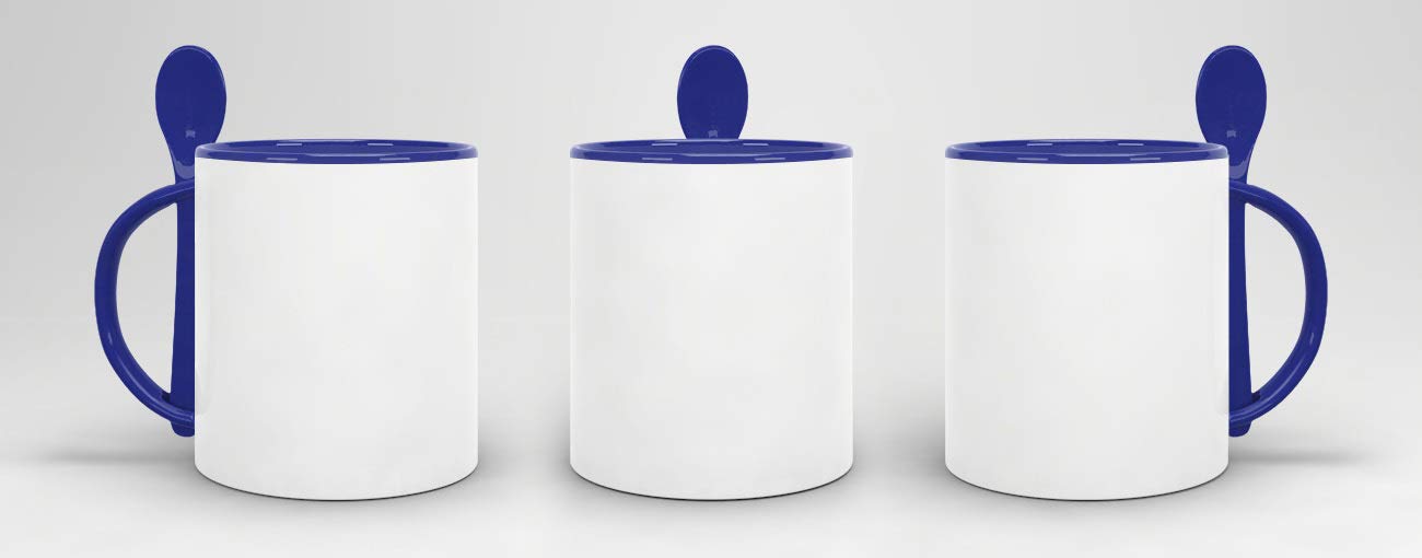 Bastel-Tassen ohne Druck zum Bemalen aus Hochwertiger Keramik Einzeln oder im Set/Mug/Cup/Becher/Pott - Löffeltasse Klassik Dunkelblau 24er Set