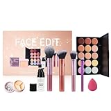 Kit de Maquillaje Facial, Juego de Maquillaje, Set Maquillaje Mujer Estuche Completo con 15 Colores Contorno Correctores Paleta, Pinceles, Prebase Facial, Cosmética Crema Contorno para Damas