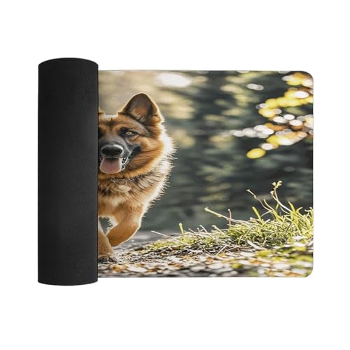 Running German Shepherd Dog Mouse Pad de Goma Grande miniatura 3
