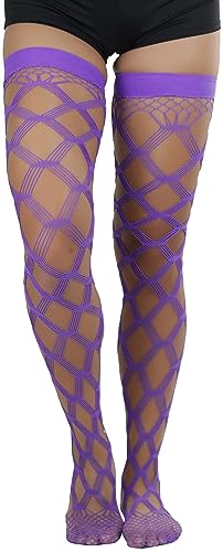 Image of ToBeInStyle Women's Multi-Strand Large Diamond Fence Net Thigh High Stockings