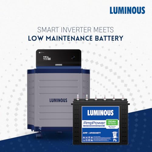 Image of Luminous Zelio 1100 Pure Sine Wave 900VA Inverter with 150Ah AmpPower Tall Tubular Battery Combo and Trolley - Home, Shop & Office Backup Power - 36M Inverter & 48M Battery Warranty | AmpPower Tall Tubular Battery, Combo with Trolley, Home, Shop & Office Backup Power, 36M Inverter & 48M Battery Warranty
