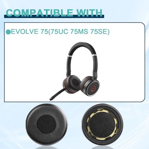 Repuestos Almohadillas para Oreja para Jabra Evolve 75(75UC 75MS 75SE) Auriculares Estéreo Inalámbricos Bluetooth, Almohadillas de Auriculares, Fundas para Oreja miniatura 3