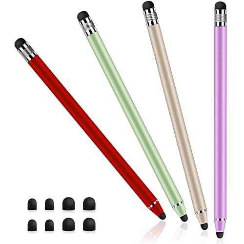 4 Pièces Stylet Tablette Universel pour Écran Tactile, Stylet Tactile Capacitif 2 en 1 pour Smartphones, Tablettes, Samsung Galaxy,iPad avec 8 Embouts de...
