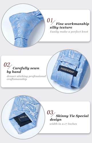 Image of HISDERN Ties for Men Paisley Tie and Pocket Square Woven Classic Floral Mens Ties Handkerchief Set Wedding Party Necktie