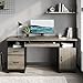 Bestier 59” Executive Desk with 2 Drawers, Computer Desk with Storage Cabinet, Industrial Wood Desk with File Drawer, Keyboard Tray & 2 Pedestals for Home Office & Studio, Gray