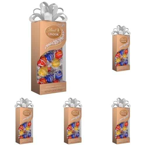 Image of Lindt LINDOR Assorted Chocolate Candy Truffles Traditions Gift Box, Assorted Chocolate with Smooth, Melting Truffle Center, 6.8 oz. (Pack of 5)
