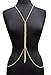 Gold Tone Womens Adjustable Size Crystal Dangling Accent Simple Body Chain Necklace Jewelry IBD1039G