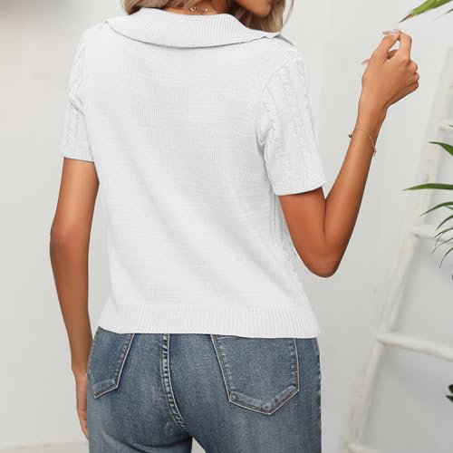 Image of MINTLIMIT Women's Short Sleeve Sweater Tops Lightweight Pullover Shirts 2025 Spring Summer Trendy Casual Blouses