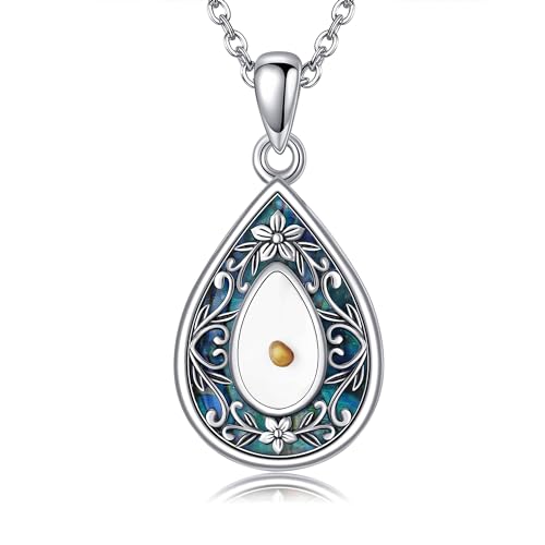 URONE Mustard Seed Necklace Sterling Silver Mustard Seed Faith Pendant Necklace Christian Mother's Day Jewelry Gifts for Women