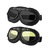 LJDJ Motorcycle Goggles - Vintage Pilot Style Goggles Dirt Bike ATV Motocross Riding Offroad Eyewear Scooter Outdoor Sports Glasses Combat Tactical Goggles for Men Women Youth Adult