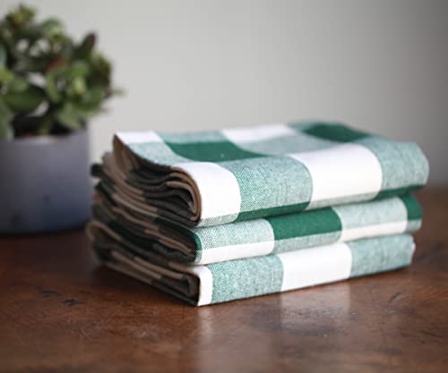 St Patrick's Kitchen Towels, Kitchen Towels Dish Towels Kitchen - Cotton Dish Towels - Green Dish Towels, Buffalo Checked Dish Towel 100% Cotton Linen Kitchen Towels Green And White Set Of 3 (18X28) #TOP2