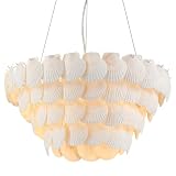 VANZARLA Dia 22.5 inche, 7-Light Natural Shell Chandelier for Foyer, Coastal Dining Room Light, Large Pendant Chandelier for Bedroom Living Room Entryway Farmhouse