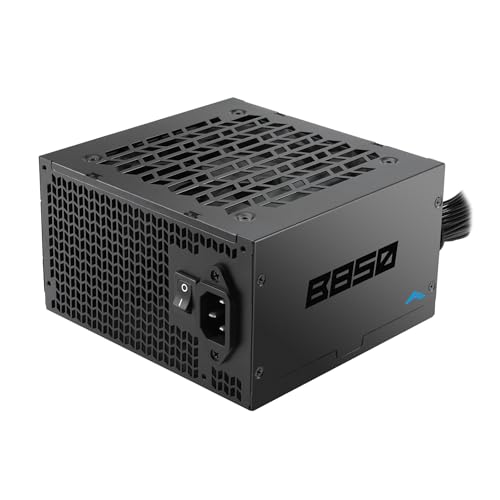 B850 850W Alimentatore ATX 3.1, Certificato 80+ Bronze, Supporto PCIe 5.1 450W, Non-Modulare, Ventola Silenziosa a Controllo di Temperatura 120mm, Active PFC, Garanzia 3 Anni per PC Gaming
