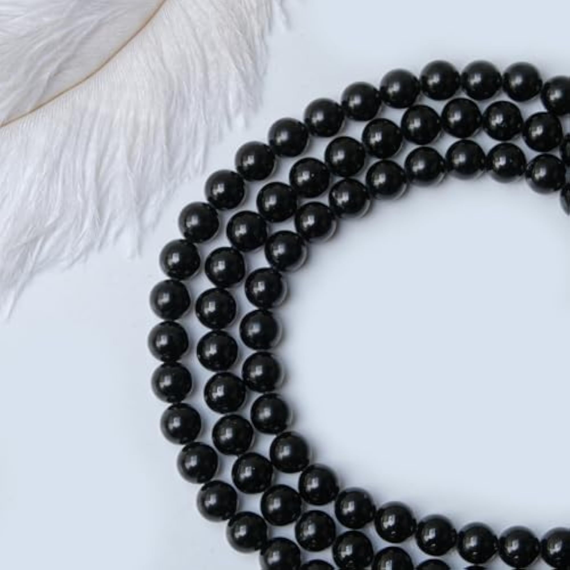 Natural Tourmaline Healing Crystal Mala, 34 Inch, 108 Beads