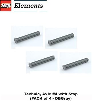 Lego Parts Technic, Axle #4 with Stop PACK of 4 - DBGray by B&F-BuildPacks