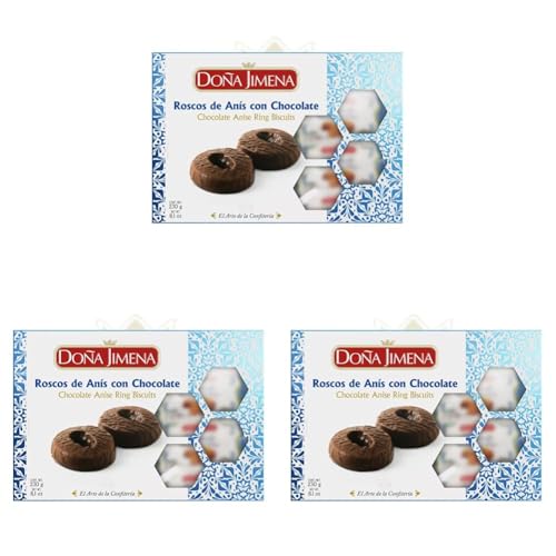 Doña Jimena - Roscos de Anís Bañados de Chocolate, Calidad Suprema, Típico Dulce Navideño, Receta Artesanal, 230g (Paquete de 3)