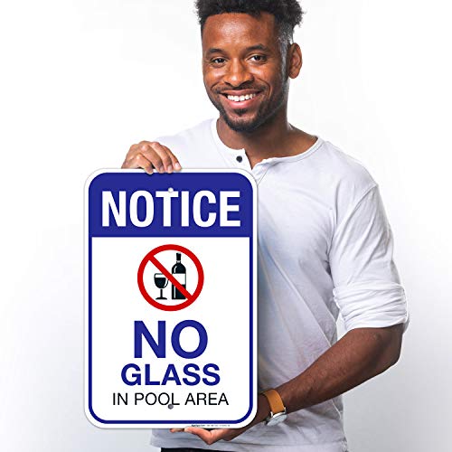 Cartel No Glass in Pool Area 12x18 pulgadas aluminio miniatura 2